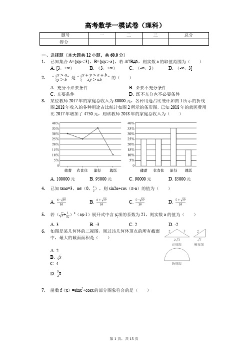 安徽省合肥市高考数学一模试卷(理科)