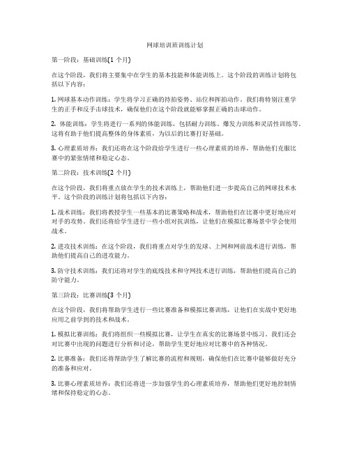 网球培训班训练计划