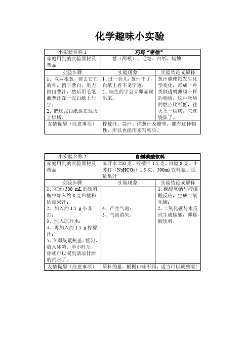 总结~化学趣味小实验