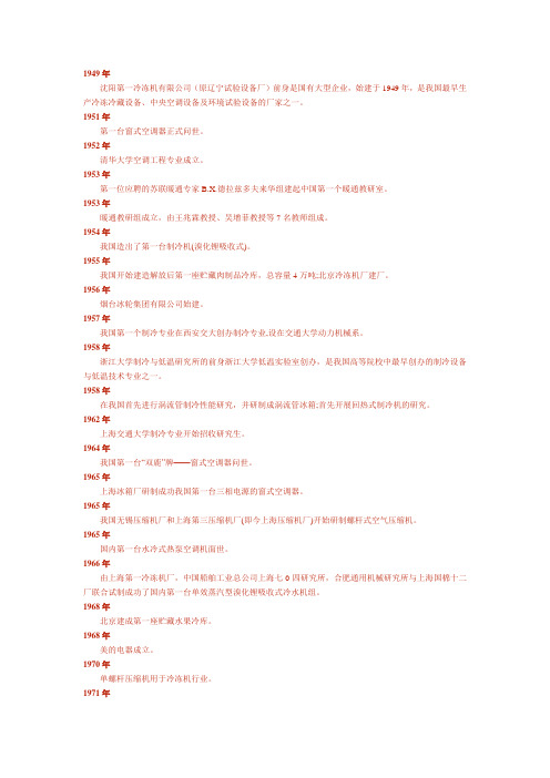空调制冷专业历史Word 文档