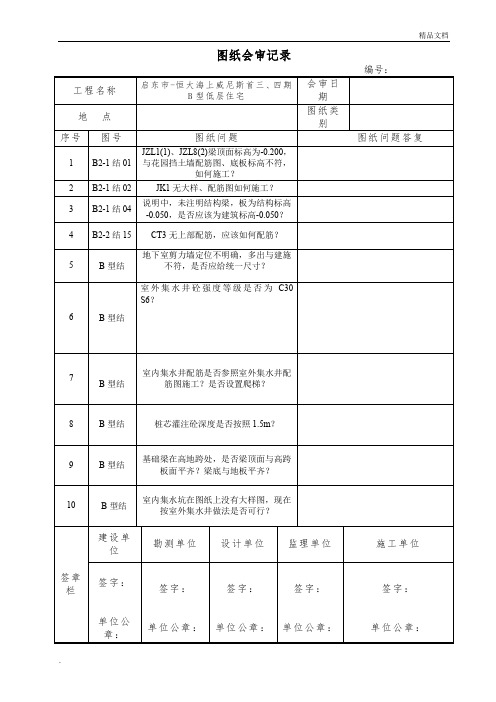 图纸会审表格模板