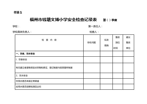 福州市钱塘文博小学安全检查记录表