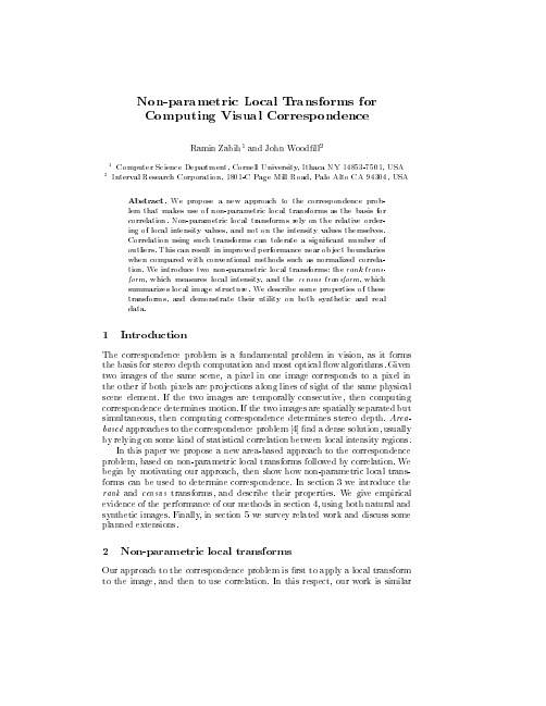 Non-parametric Local Transforms for Computing Visual Correspondence