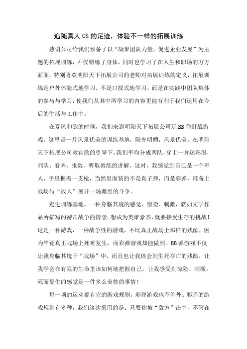 拓展心得体会追随真人CS的足迹,体验不一样的拓展训练