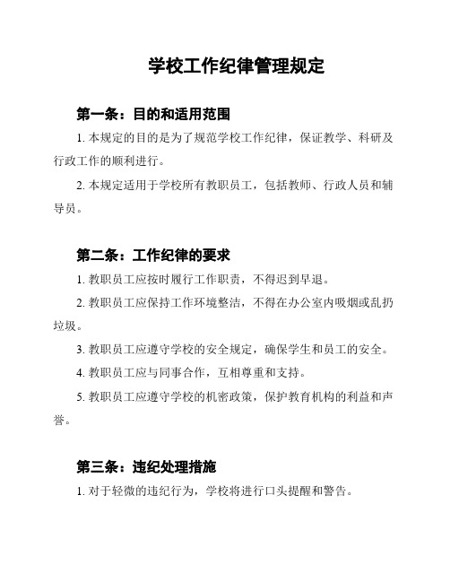 学校工作纪律管理规定