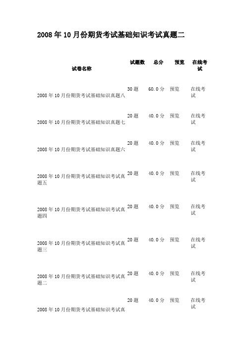 2008年10月份期货考试基础知识考试真题二