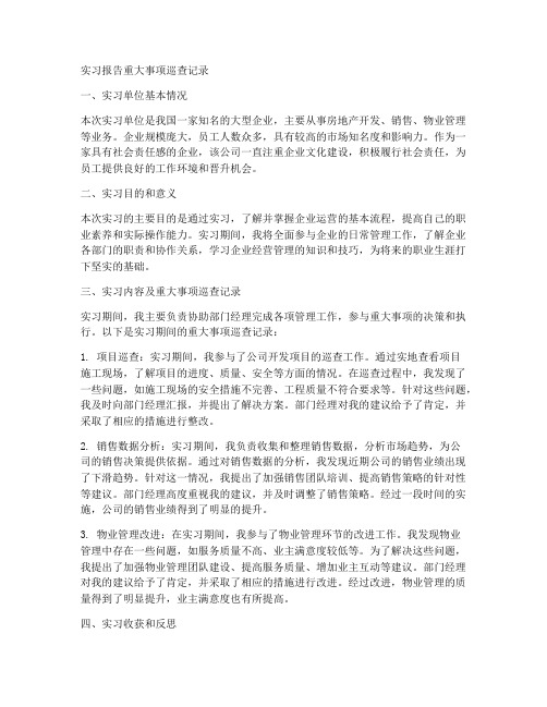 实习报告重大事项巡查记录