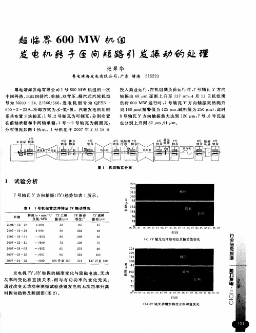 超临界600MW机组发电机转子匝间短路引发振动的处理