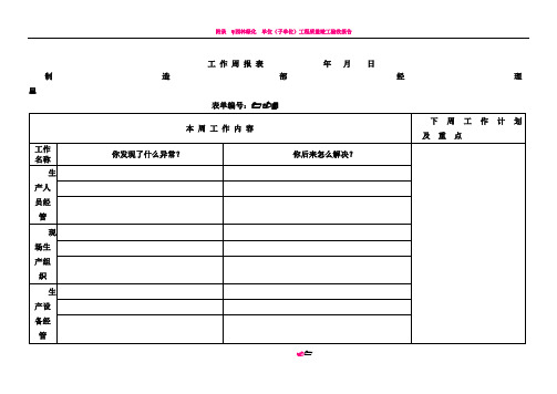 )生产部经理工作周报表