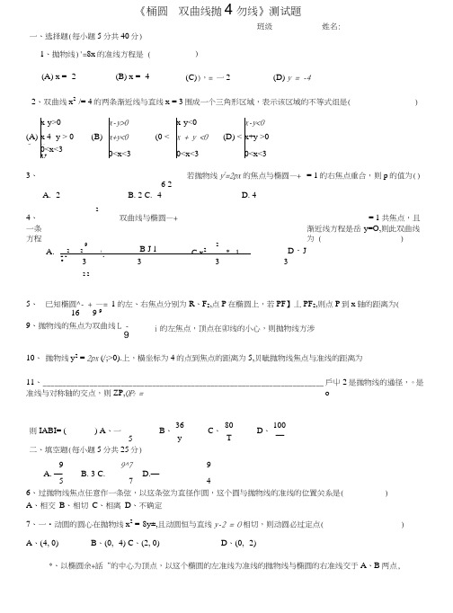 高二《椭圆_双曲线_抛物线》测试题.doc