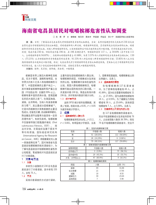 海南省屯昌县居民对咀嚼槟榔危害性认知调查