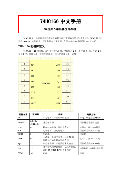 免费的74HC166中文手册