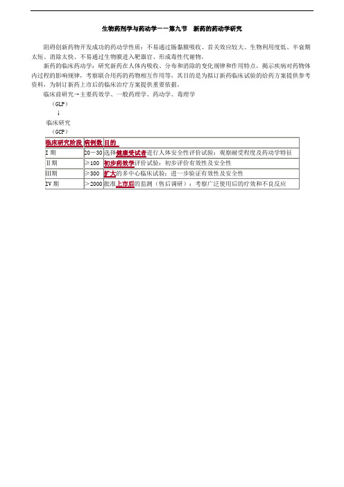 主管药师专业知识讲义-生物药剂学与药动学——第九节 新药的药动学研究