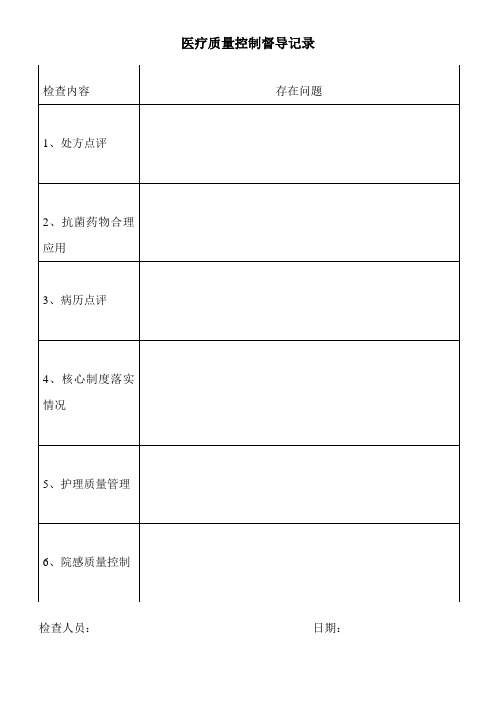 医疗质量控制督导记录2015