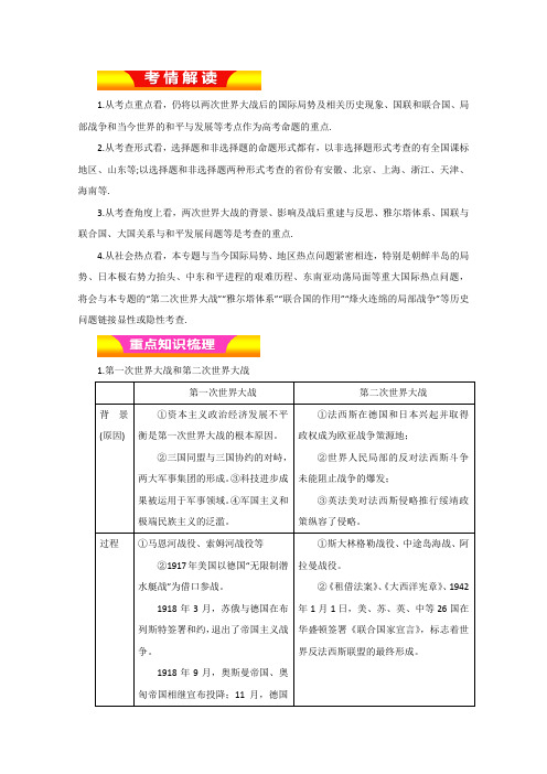 2017年高考历史二轮复习精品资料(教学案)专题2020世纪的战争与和平(解析版)