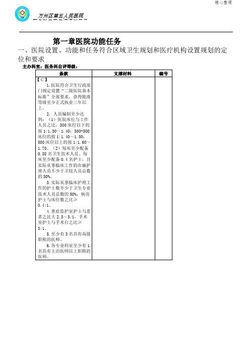 二甲医院评审标准细则条款分类