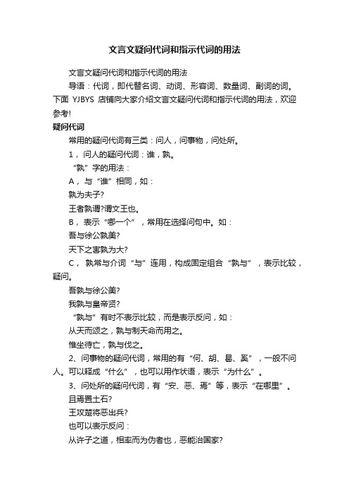 文言文疑问代词和指示代词的用法