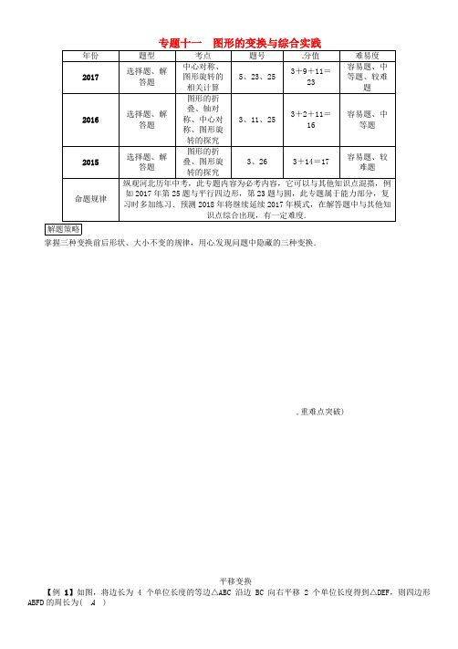 中考数学总复习第二编专题突破篇专题11图形的变换与综合实践精讲试题