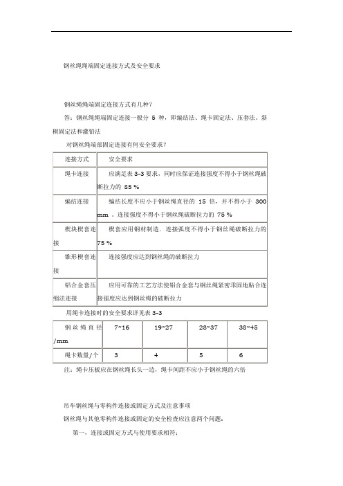 钢丝绳绳端固定连接方式及安全要求