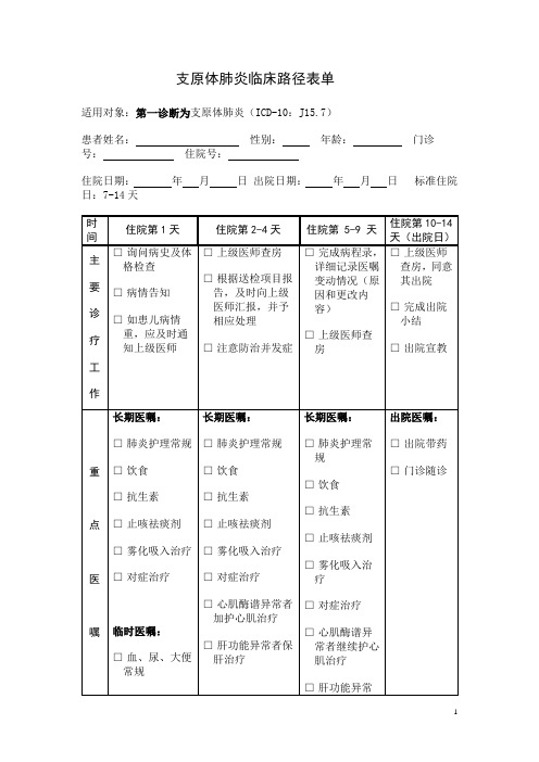 临床路径表单汇编