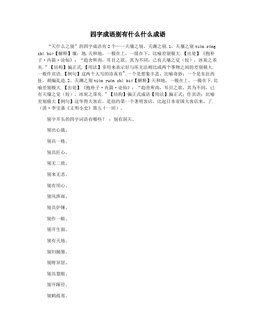 四字成语别有什么什么成语