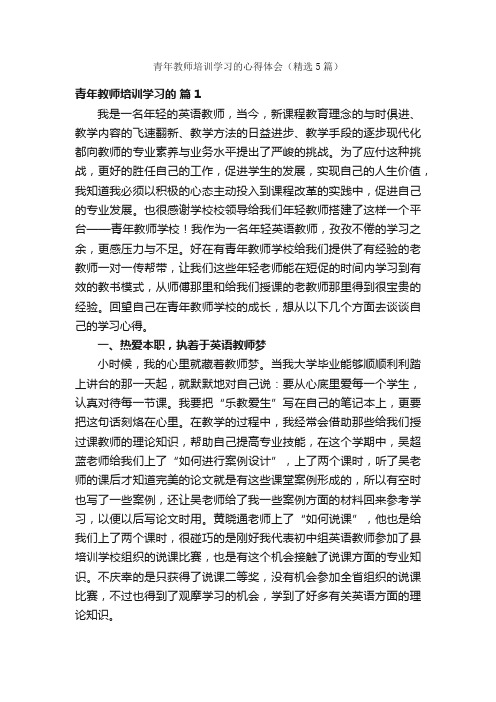 青年教师培训学习的心得体会（精选5篇）