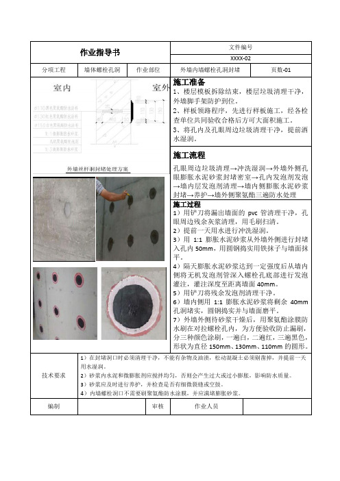 墙体螺栓洞口封堵标准化作业指导书