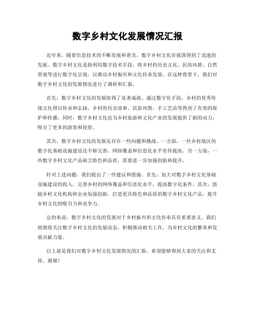 数字乡村文化发展情况汇报