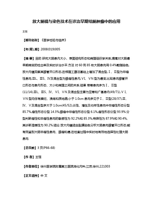 放大肠镜与染色技术在诊治早期结肠肿瘤中的应用