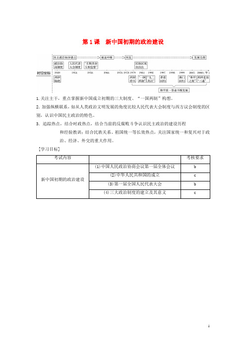 高中历史 专题四 现代中国的政治建设与祖国统一 第1课 新中国初期的政治建设学案 人民版必修1