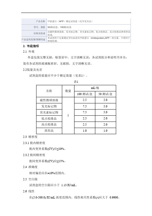 甲胎蛋白(AFP)测定试剂盒(化学发光法)产品技术要求新产业