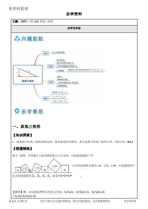 自学初中数学资料 直角三角形(资料附答案)