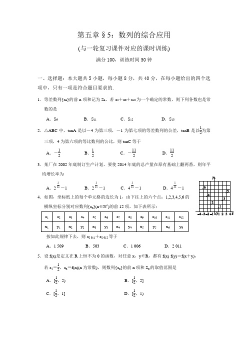 一轮复习课时训练§5.5： 数列的综合应用