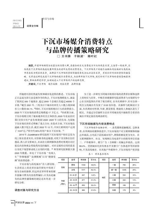 下沉市场媒介消费特点与品牌传播策略研究