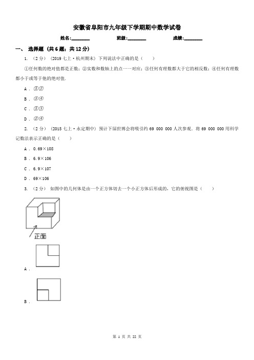 安徽省阜阳市九年级下学期期中数学试卷