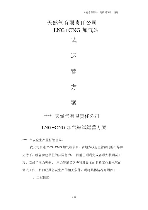 LNG加气站CNG加气站试运营方案