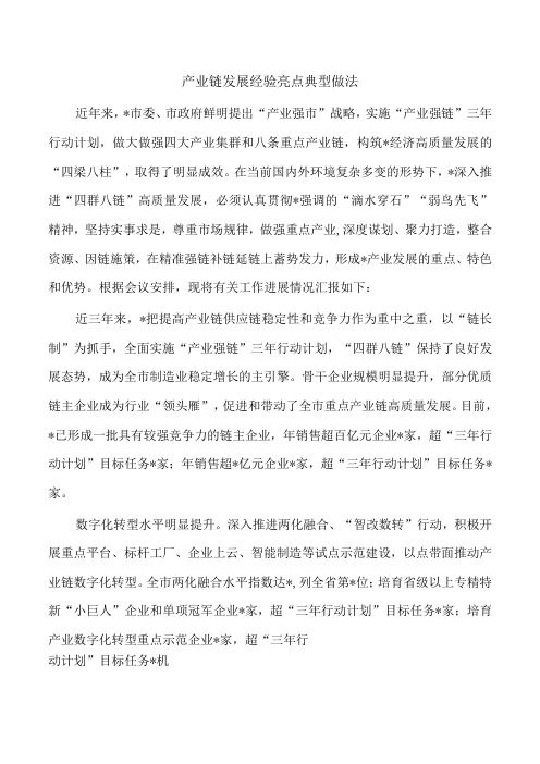 产业链发展经验亮点典型做法