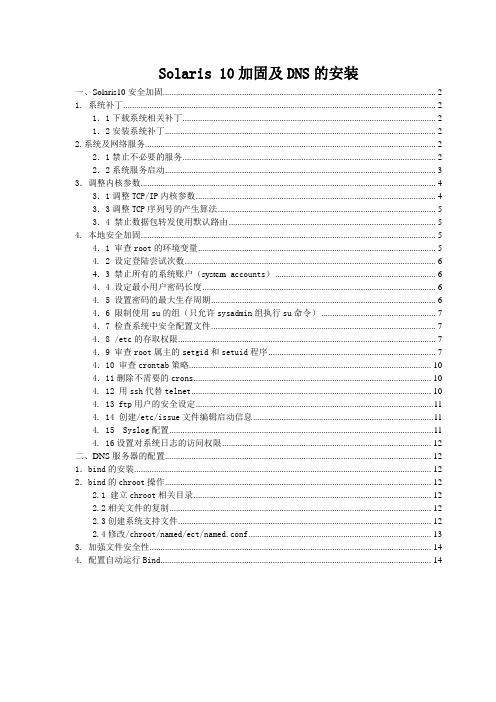 Solaris 10加固及DNS的安装