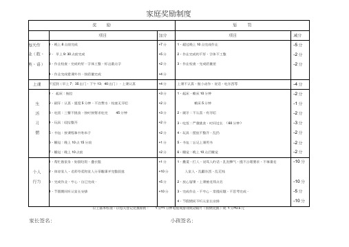 (完整版)小学生家庭奖励制度