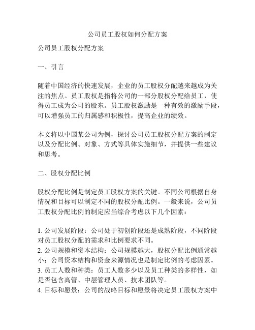 公司员工股权如何分配方案