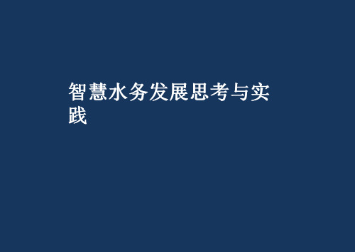 智慧水务发展思考与实践_智慧水务课件