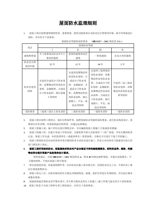 屋面防水监理细则