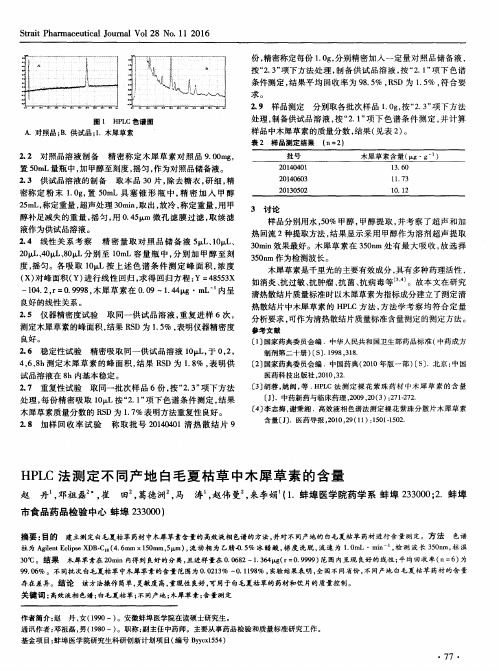 HPLC法测定不同产地白毛夏枯草中木犀草素的含量