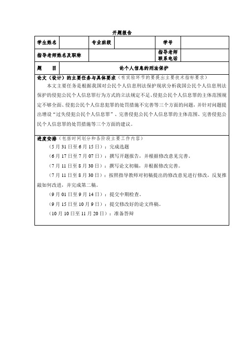 《论个人信息的刑法保护开题报告1000字》