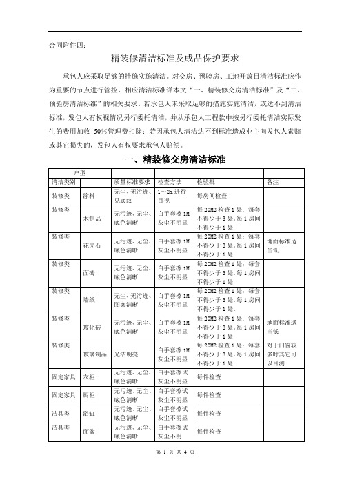 精装修清洁标准及成品保护要求