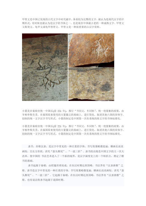 甲骨文是中国已发现的古代文字中时代最早