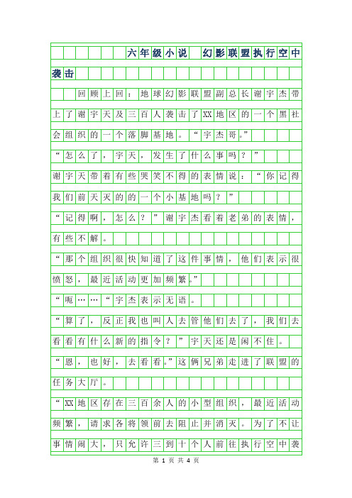 年六年级小说 - 幻影联盟二执行空中袭击字