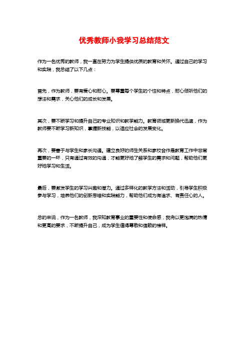 优秀教师小我学习总结范文