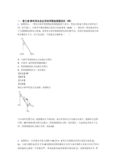 黑龙江哈尔滨市第九中学校物理 静电场及其应用精选测试卷