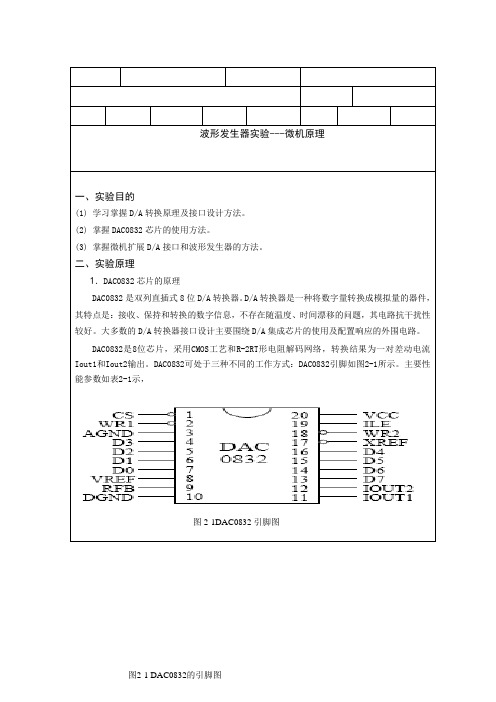 波形发生器实验---微机原理